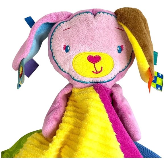 Taggies Bunny Rabbit Lovey Patchkin Pals Pink Plush Security Blanket Toy Sensory - Picture 2 of 13